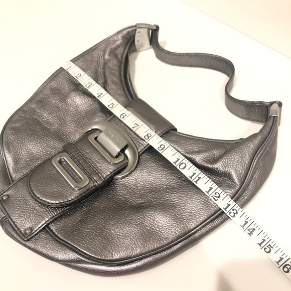 Michael Michael Kors Morgen halfmoon metallic pewter color hobo shoulder Bag,Y2K - Picture 13 of 16